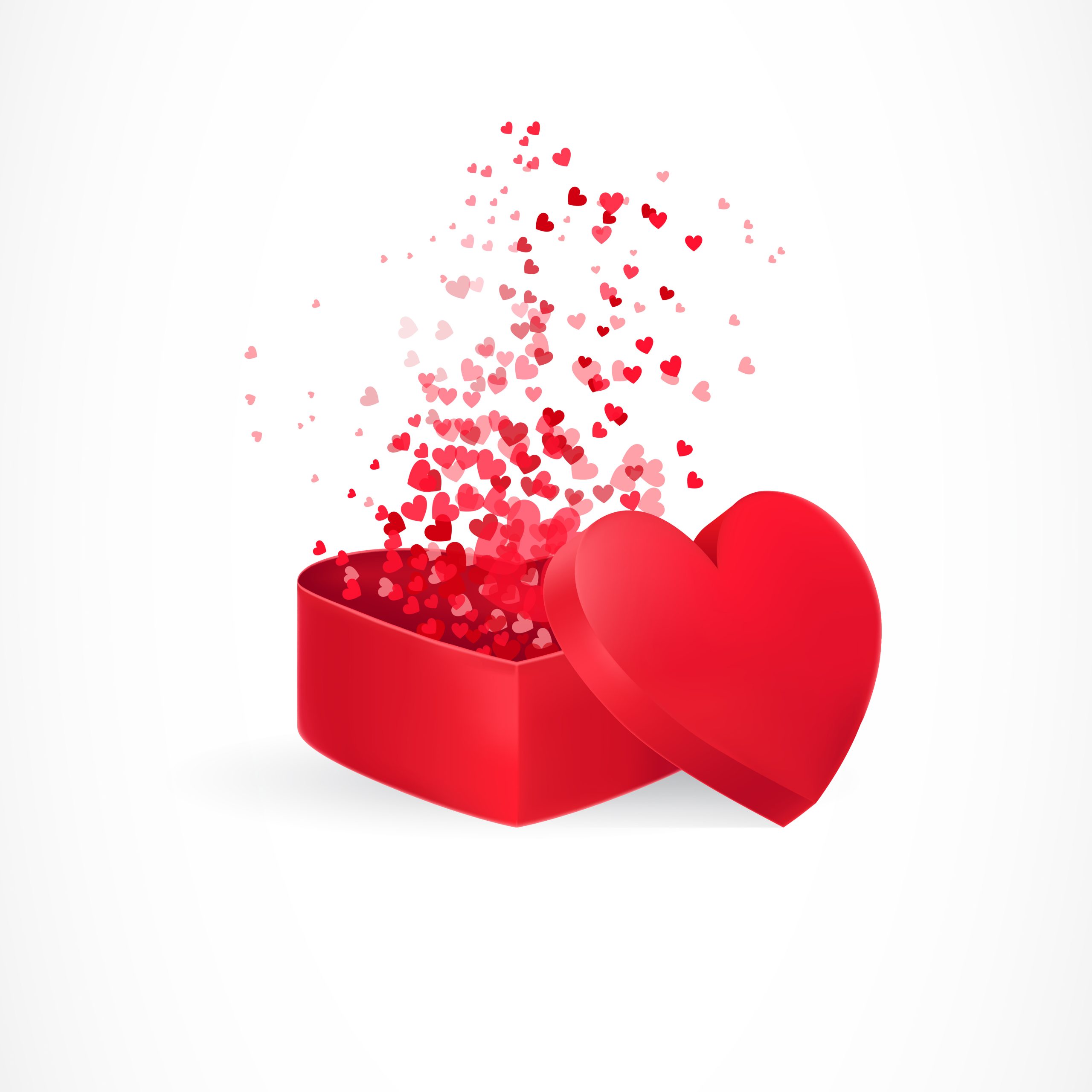 Hearts flying from box